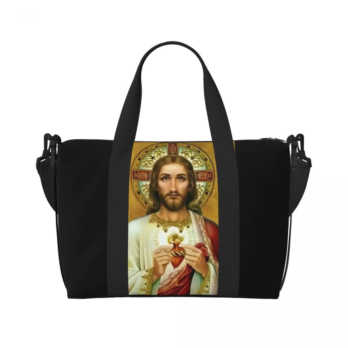 Custom I Love Jesus Beach Tote Bag for Women Christian Faith Judah Large Compartment Gym Beach Travel Bags