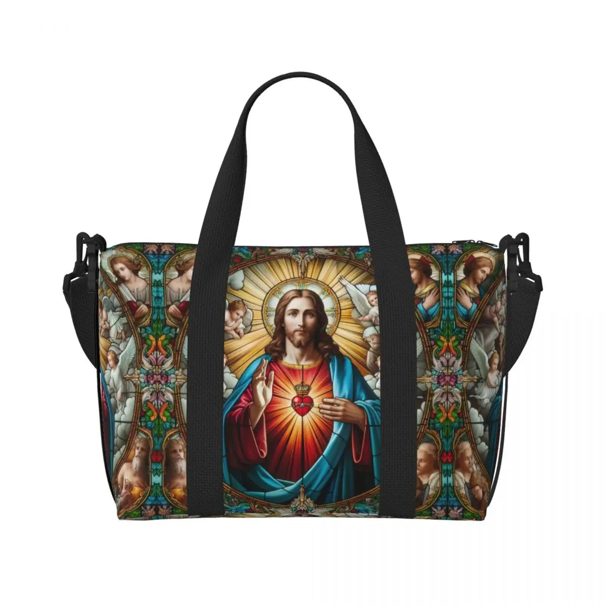 Custom I Love Jesus Beach Tote Bag for Women Christian Faith Judah Large Compartment Gym Beach Travel Bags