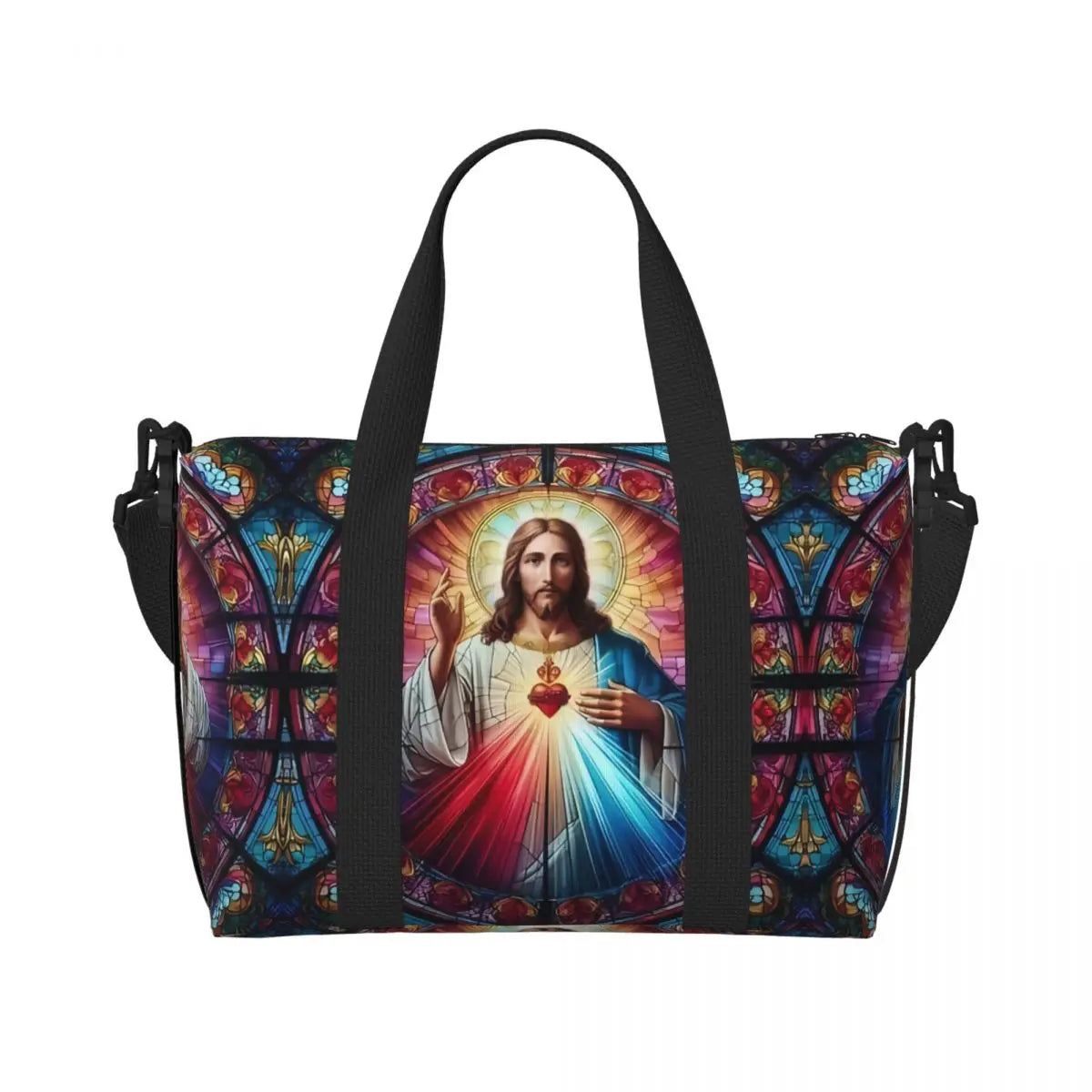 Custom I Love Jesus Beach Tote Bag for Women Christian Faith Judah Large Compartment Gym Beach Travel Bags