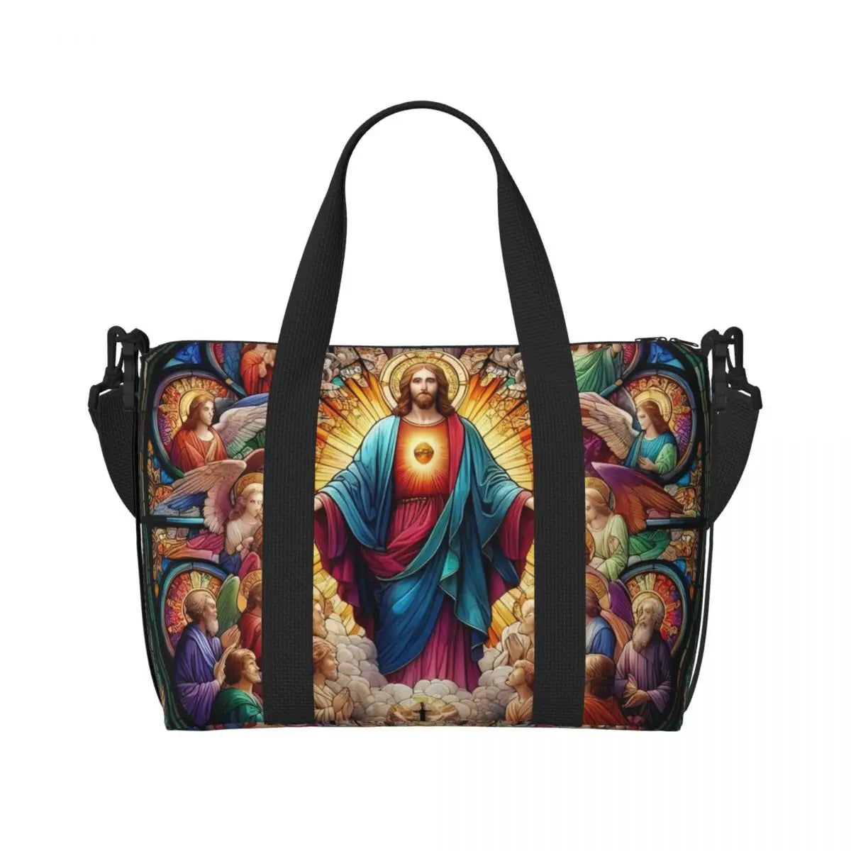 Custom I Love Jesus Beach Tote Bag for Women Christian Faith Judah Large Compartment Gym Beach Travel Bags