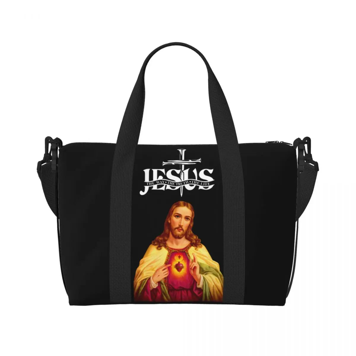 Custom I Love Jesus Beach Tote Bag for Women Christian Faith Judah Large Compartment Gym Beach Travel Bags