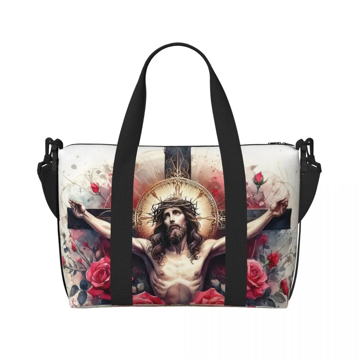 Custom I Love Jesus Beach Tote Bag for Women Christian Faith Judah Large Compartment Gym Beach Travel Bags