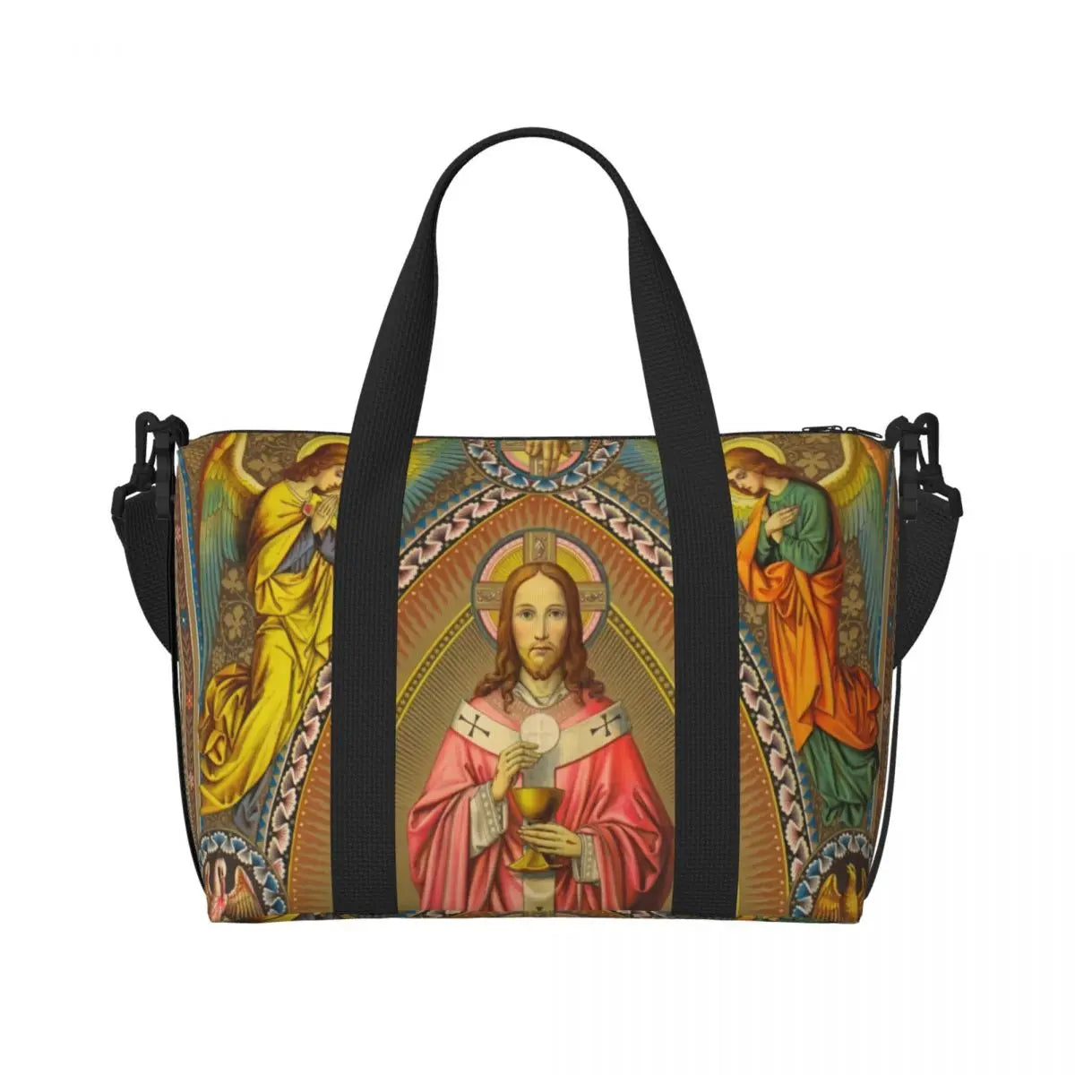 Custom I Love Jesus Beach Tote Bag for Women Christian Faith Judah Large Compartment Gym Beach Travel Bags