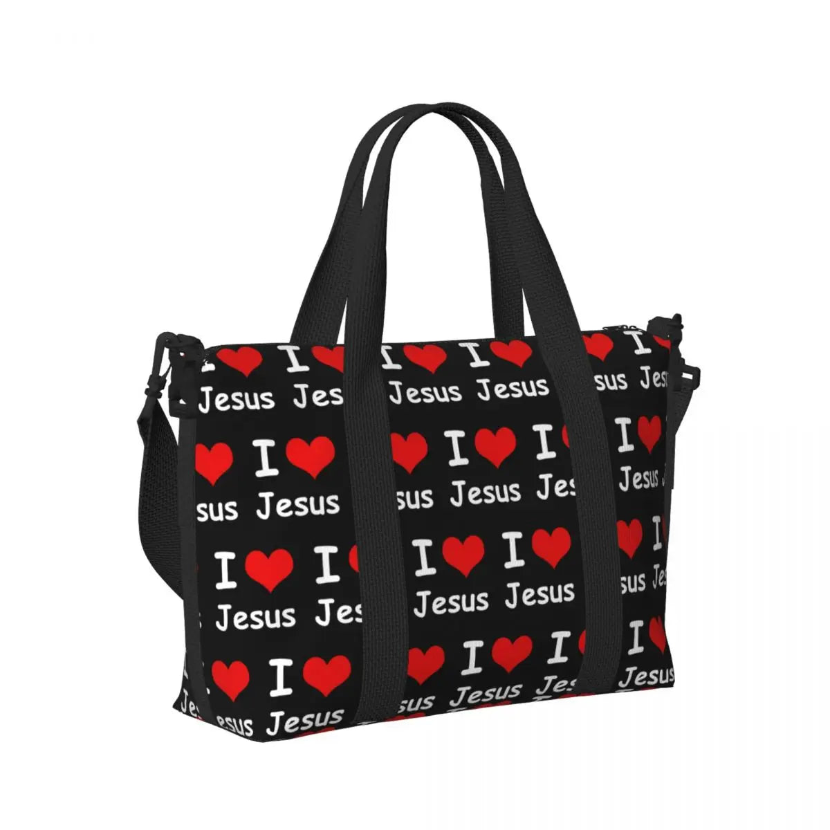 Custom I Love Jesus Beach Tote Bag for Women Christian Faith Judah Large Compartment Gym Beach Travel Bags