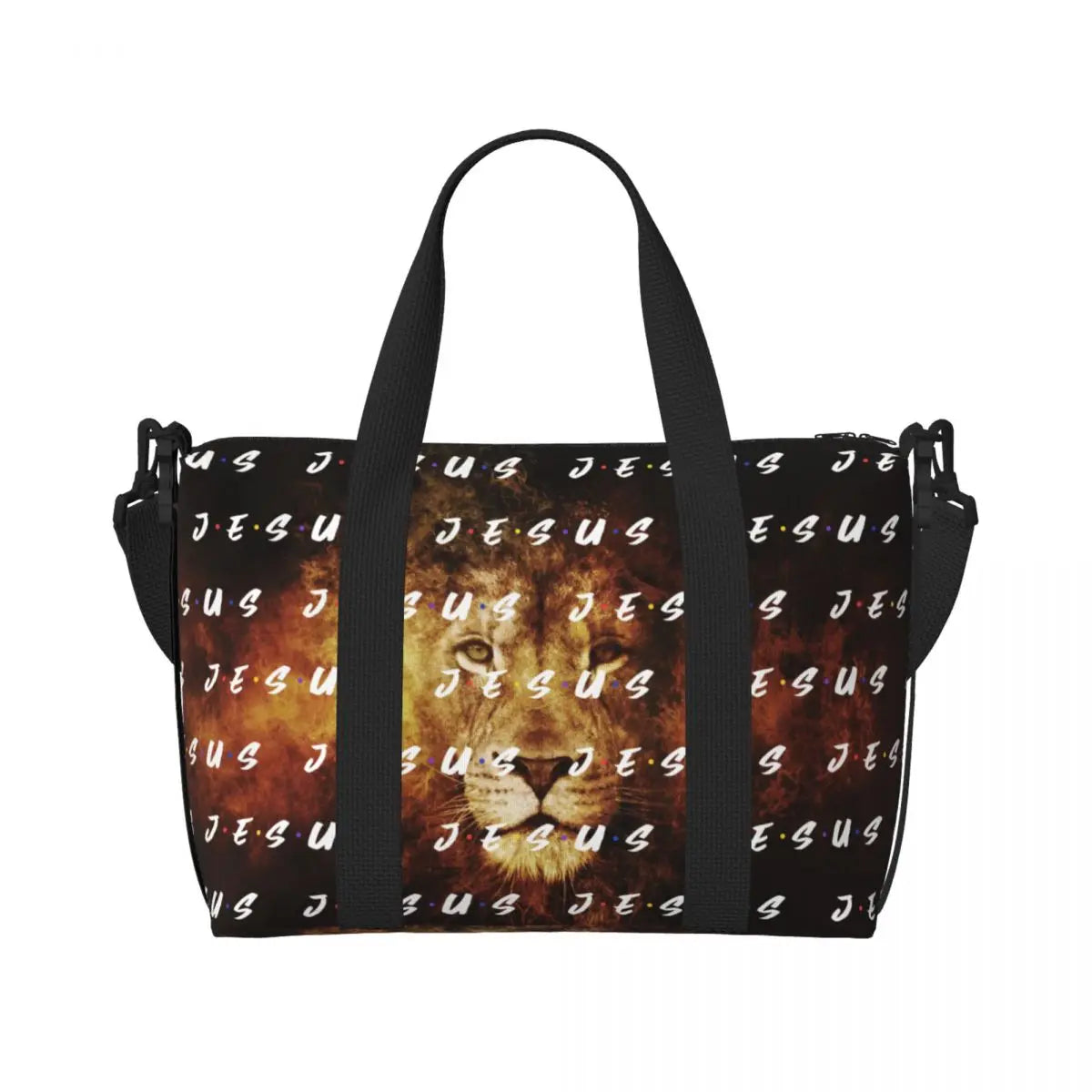Custom I Love Jesus Beach Tote Bag for Women Christian Faith Judah Large Compartment Gym Beach Travel Bags